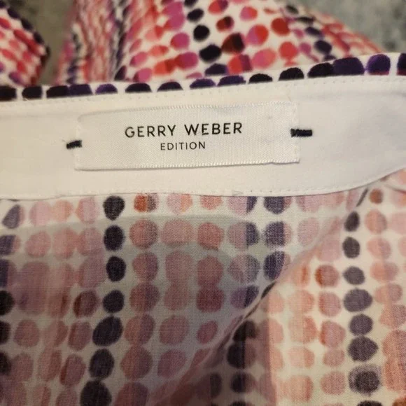 P251. NWOT Gerry Weber White, Pink & Purple Cotton Long Sleeved Cotton Blouse |S - Picture 7 of 8